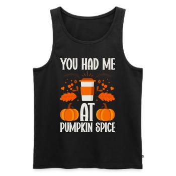 Citrouille Épices Latte Automne Halloween Citrouille Épices Épices - Débardeur bio Premium Homme - noir - Devant - AI Model Male 178 light (178cm)