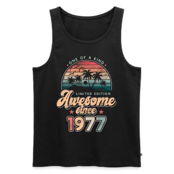 Birthday 1977 Palm Trees - Men's Premium Organic Tank Top - black - Front - AI Model Male 178 light (178cm)