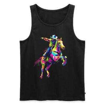 Rodeo Barrel Racer Barrel Racing Reiten Popart - Männer Premium Bio Tank Top - Schwarz - Vorne - AI Model Male 178 light (178cm)