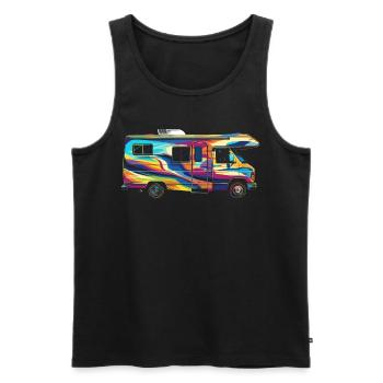 Camping-car Camping Camping-car Voyage Vacances Camping-car - Débardeur bio Premium Homme - noir - Devant - AI Model Male 178 light (178cm)