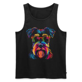 Schnauzer Dog Sunglasses Popart - Men's Premium Organic Tank Top - black - Front - Michal (187cm)