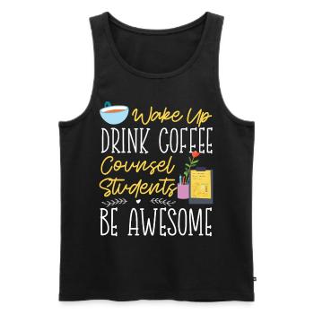 School Counselor Coffee Wake Up - Männer Premium Bio Tank Top - Schwarz - Vorne - AI Model Male 178 light (178cm)