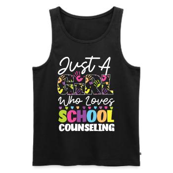 Conseillère scolaire Juste une fille qui - Débardeur bio Premium Homme - noir - Devant - Michal (187cm)