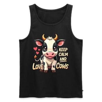 Kühe Muh Kuh Moo Rindvieh Milchkuh Milchbauer - Männer Premium Bio Tank Top - Schwarz - Vorne - Michal (187cm)