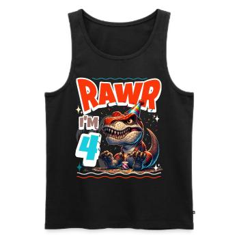 4th Birthday Rawr T Rex Dinosaur - Men's Premium Organic Tank Top - black - Front - Michal (187cm)