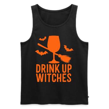 Halloween Witches Saying Drink Up Witches - Men's Premium Organic Tank Top - black - Front - AI Model Male 178 light (178cm)