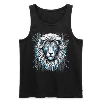 Techno Savannah : le lion numérique - Débardeur bio Premium Homme - noir - Devant - Michal (187cm)