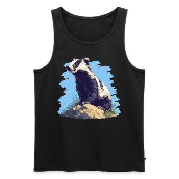 Badger Dachse Dachs - Männer Premium Bio Tank Top - Schwarz - Vorne - AI Model Male 178 light (178cm)