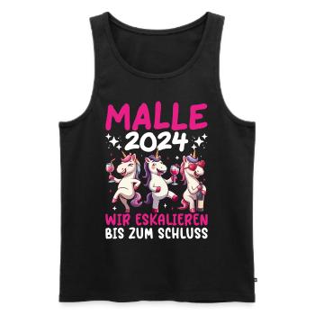Malle 2024 Licorne Nous intensifions jusqu’à la fin - Débardeur bio Premium Homme - noir - Devant - Michal (187cm)