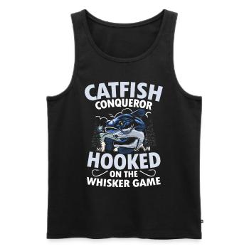 Catfish Conqueror Hooked On The Whisker Game - Männer Premium Bio Tank Top - Schwarz - Vorne - Michal (187cm)