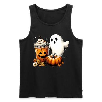 Vintage Ghost Pumpkin Spice - Männer Premium Bio Tank Top - Schwarz - Vorne - Michal (187cm)