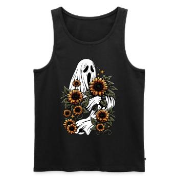 Creepy Ghost With Sunflowers - Männer Premium Bio Tank Top - Schwarz - Vorne - Michal (187cm)