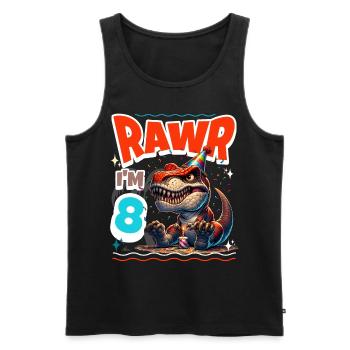 8th Birthday Rawr T Rex Dinosaur - Men's Premium Organic Tank Top - black - Front - Michal (187cm)