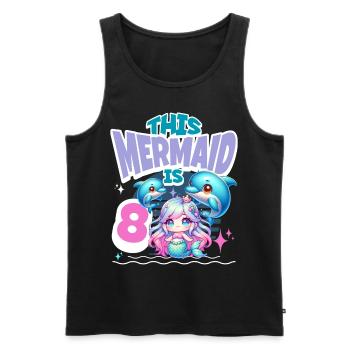 Meerjungfrau 8. Geburtstag Mädchen Kinder - Männer Premium Bio Tank Top - Schwarz - Vorne - Michal (187cm)