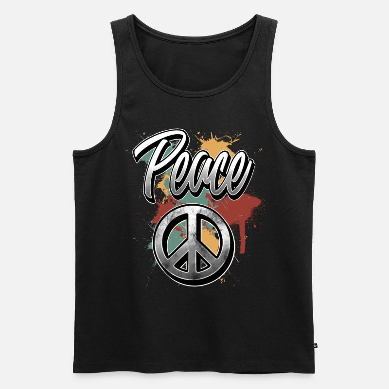 Peace - Männer Premium Bio Tank Top - Schwarz