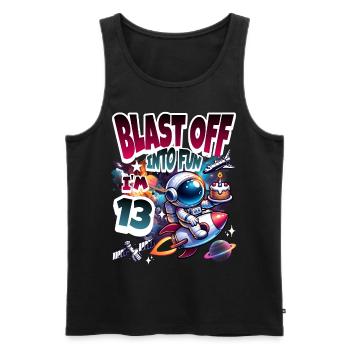 Astronaut 13th Birthday Space - Men's Premium Organic Tank Top - black - Front - AI Model Male 178 light (178cm)