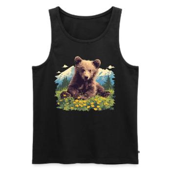 Bear Bären Bär - Männer Premium Bio Tank Top - Schwarz - Vorne - Michal (187cm)