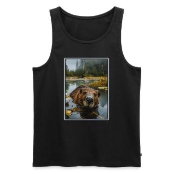 Beaver Biber - Débardeur bio Premium Homme - noir - Devant - Michal (187cm)