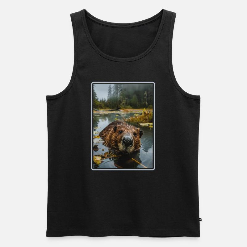 Beaver Biber - Männer Premium Bio Tank Top - Schwarz