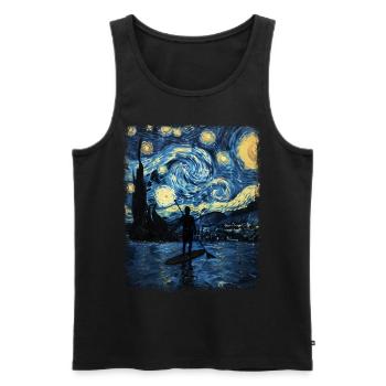 Stand Up Paddling SUP Paddle Board Starry Night Ma - Débardeur bio Premium Homme - noir - Devant - AI Model Male 178 light (178cm)