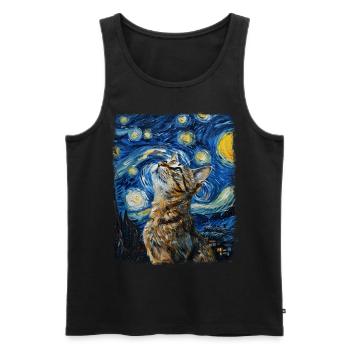 Tabby Katze Orange Katze Sternennacht Malerei - Männer Premium Bio Tank Top - Schwarz - Vorne - AI Model Male 178 light (178cm)