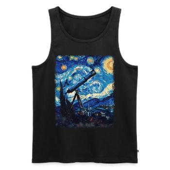 télescope astronomie système solaire nuit étoilée mâle - Débardeur bio Premium Homme - noir - Devant - Michal (187cm)