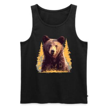 Bear Bären Bär - Männer Premium Bio Tank Top - Schwarz - Vorne - Michal (187cm)