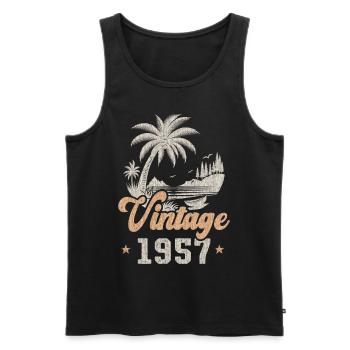Birthday 1957 Palm Trees - Men's Premium Organic Tank Top - black - Front - AI Model Male 178 light (178cm)