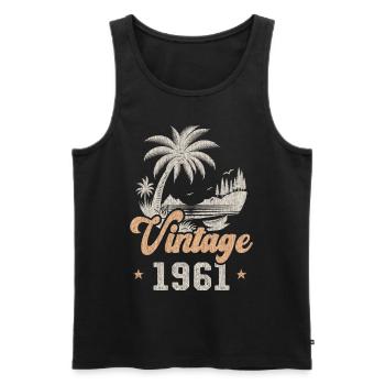 Birthday 1961 Palm Trees - Men's Premium Organic Tank Top - black - Front - AI Model Male 178 light (178cm)