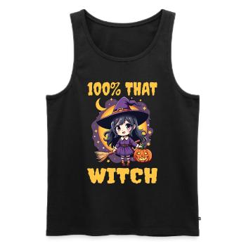 Halloween Hexen Kostüm Hexe Hexenbesen - Männer Premium Bio Tank Top - Schwarz - Vorne - Michal (187cm)