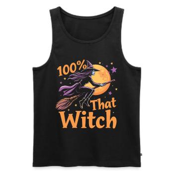 Halloween Hexen Kostüm Hexe Hexenbesen - Männer Premium Bio Tank Top - Schwarz - Vorne - Michal (187cm)