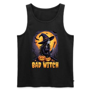 Halloween Hexen Kostüm Hexe Hexenbesen - Männer Premium Bio Tank Top - Schwarz - Vorne - Michal (187cm)