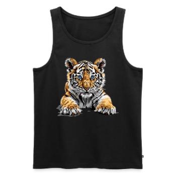 Tigre du Bengale Roi Tigre - Débardeur bio Premium Homme - noir - Devant - AI Model Male 178 light (178cm)