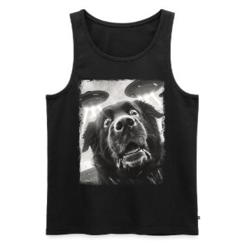 Terre-Neuve chien chien OVNI Alien Alien S - Débardeur bio Premium Homme - noir - Devant - AI Model Male 178 light (178cm)