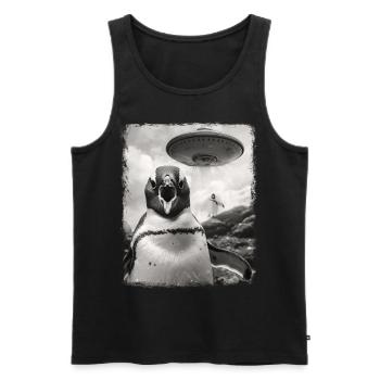 Penguin Penguins UFO Alien Alien Selfie - Men's Premium Organic Tank Top - black - Front - Michal (187cm)