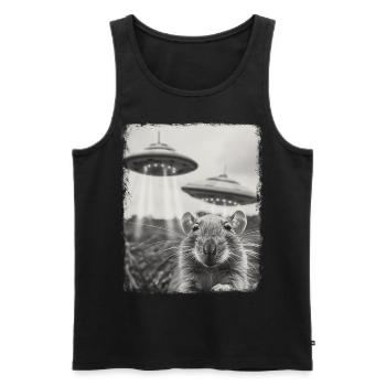 Rat Mouse UFO Alien Alien Selfie - Men's Premium Organic Tank Top - black - Front - Michal (187cm)