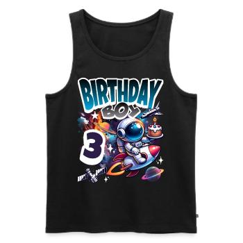 Astronaute 3ème Anniversaire Espace - Débardeur bio Premium Homme - noir - Devant - Michal (187cm)