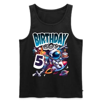 Astronaute 5e anniversaire Espace - Débardeur bio Premium Homme - noir - Devant - Michal (187cm)
