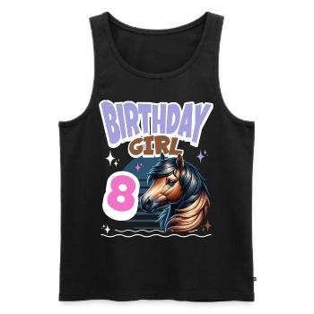 Pferd 8. Geburtstag Mädchen Kinder - Männer Premium Bio Tank Top - Schwarz - Vorne - Michal (187cm)