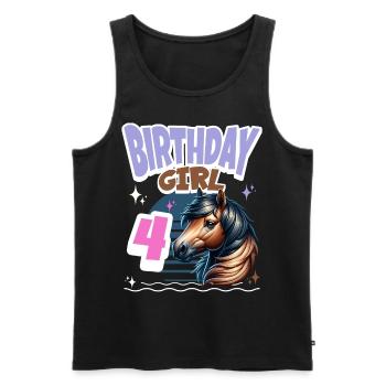 Pferd 4. Geburtstag Mädchen Kinder - Männer Premium Bio Tank Top - Schwarz - Vorne - AI Model Male 178 light (178cm)