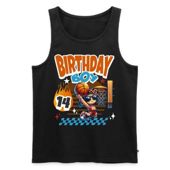 Basketball 14th Birthday - Men's Premium Organic Tank Top - black - Front - AI Model Male 178 light (178cm)
