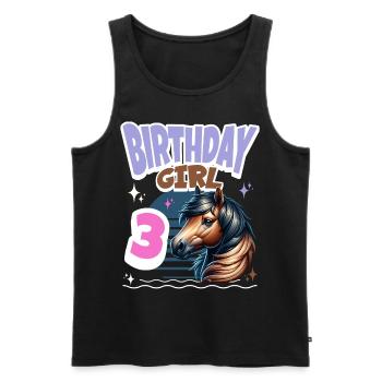 Pferd 3. Geburtstag Mädchen Kinder - Männer Premium Bio Tank Top - Schwarz - Vorne - Michal (187cm)