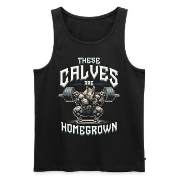 Leg Training Bodybuilder These Calves Homegrown - Men's Premium Organic Tank Top - black - Front - Michal (187cm)