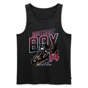 Motocross 14th Birthday - Men's Premium Organic Tank Top - black - Front - AI Model Male 178 light (178cm)