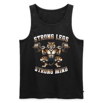 Beintraining Bodybuilder Strong Legs Strong Mind - Männer Premium Bio Tank Top - Schwarz - Vorne - AI Model Male 178 light (178cm)