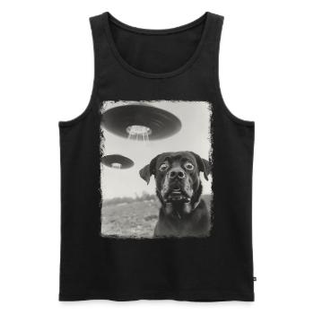 Rottweiler chien OVNI Alien Alien Selfie - Débardeur bio Premium Homme - noir - Devant - AI Model Male 178 light (178cm)