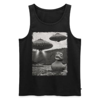 Rubber Duck Duckie UFO Alien Außerirdischer Selfie - Men's Premium Organic Tank Top - black - Front - Michal (187cm)