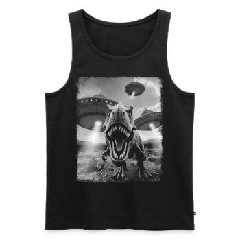 T-Rex Dinosaure Tyrannosaure Rex OVNI Außerirdis - Débardeur bio Premium Homme - noir - Devant - Michal (187cm)