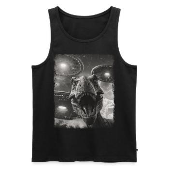 T-Rex Dinosaure Tyrannosaure Rex OVNI Außerirdis - Débardeur bio Premium Homme - noir - Devant - Michal (187cm)
