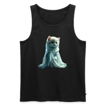 Chaton fantôme mignon Halloween Design mignon - Débardeur bio Premium Homme - noir - Devant - Michal (187cm)